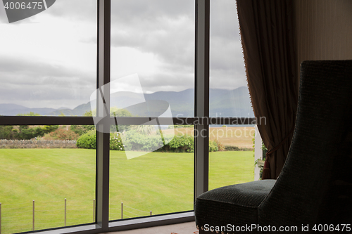 Image of view from window to lanscape at country house