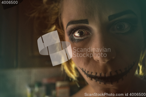 Image of Horrible girl with scary mouth and eyes