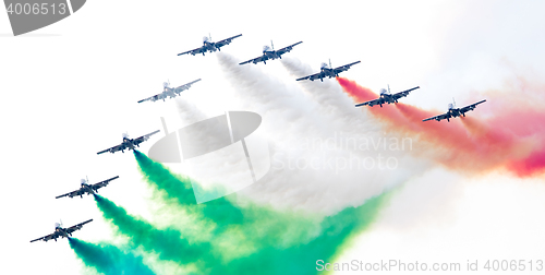 Image of LEEUWARDEN, THE NETHERLANDS-JUNE 10, 2016: Italian aerobatic tea