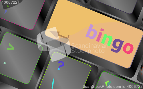 Image of bingo button on computer keyboard keys vector keyboard key. keyboard button. Vector illustration