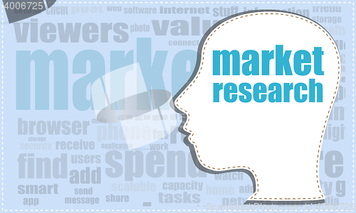 Image of market research, vector head, profile icon, woman head silhouette, business man head. vector illustration