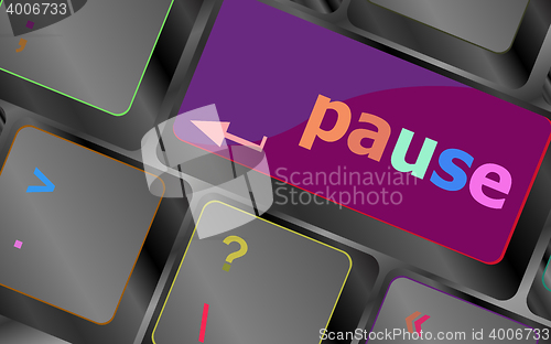 Image of Computer keyboard with pause key - business concept vector keyboard key. keyboard button. Vector illustration