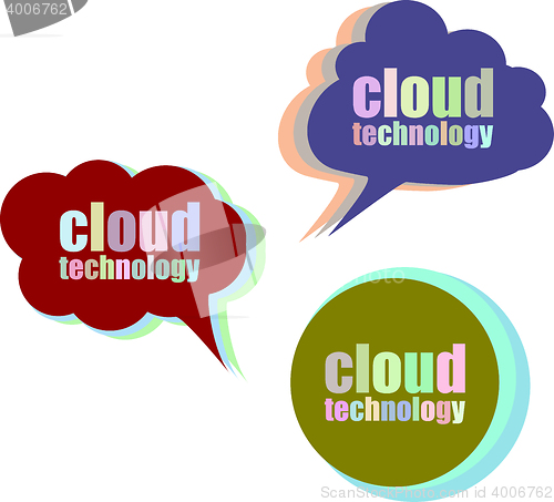 Image of cloud technology. Set of stickers, labels, tags. Business banners, Template for infographics. Icon set. Icon flat. Vector illustration