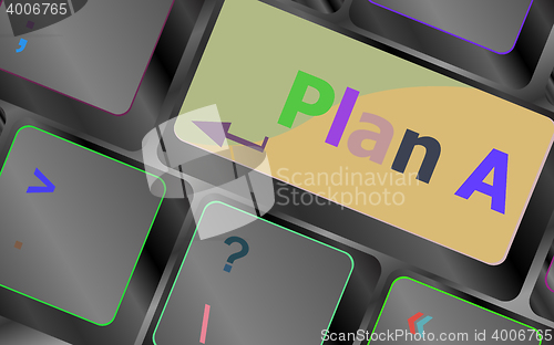 Image of Plan A key on computer keyboard - internet business concept vector keyboard key. keyboard button. Vector illustration