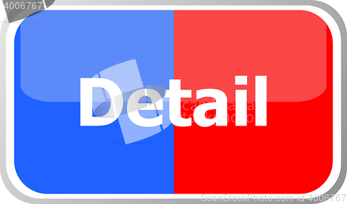 Image of detail word on vector web button icon isolated on white. flat icon vector illustration.