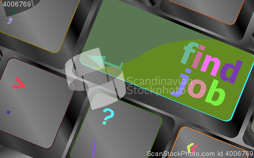 Image of Searching for job on the internet. Jobs button on computer keyboard vector keyboard key. keyboard button. Vector illustration