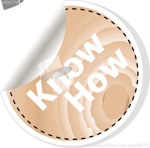 Image of know how words on vector business wooden app icon isolated on white background. vector illustration