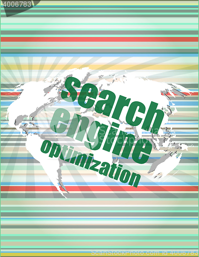 Image of Search Engine Optimization - SEO Sign. vector quotation marks with thin line speech bubble. concept of citation, info, testimonials, notice, textbox. isolated on white background. flat style trend mod