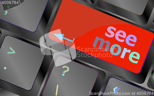 Image of computer keyboard with see more keypad, search concept vector keyboard key. keyboard button. Vector illustration