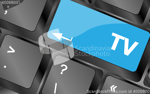 Image of computer keyboard keys with tv button. Keyboard keys icon button vector