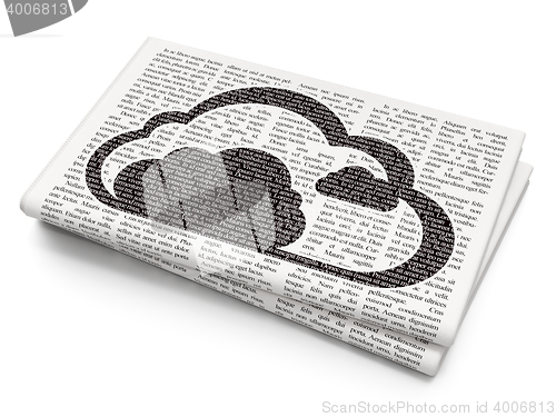 Image of Cloud technology concept: Cloud on Newspaper background