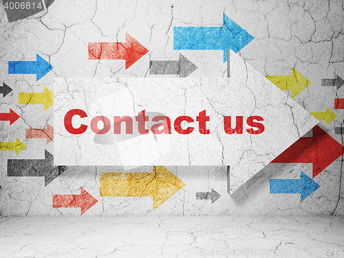 Image of Finance concept: arrow with Contact us on grunge wall background