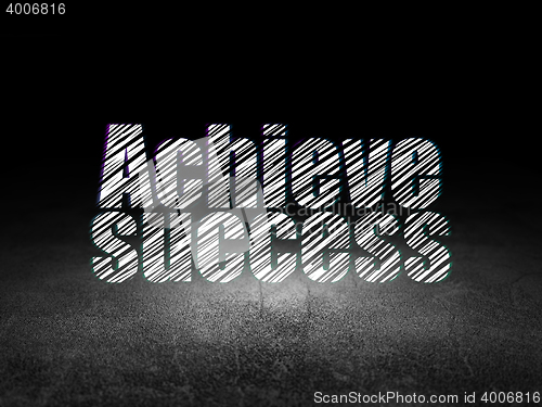 Image of Business concept: Achieve Success in grunge dark room