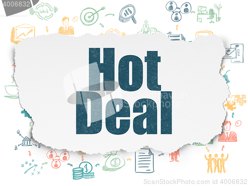 Image of Business concept: Hot Deal on Torn Paper background