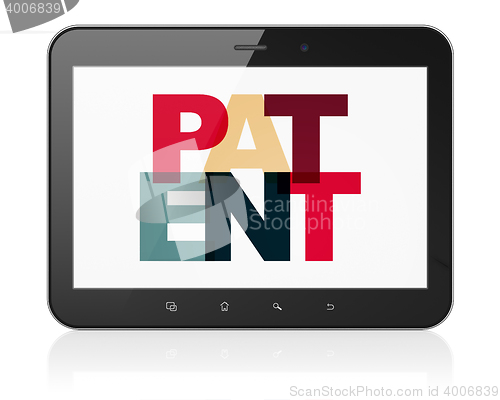 Image of Law concept: Tablet Computer with Patent on  display