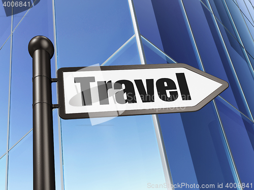 Image of Vacation concept: sign Travel on Building background