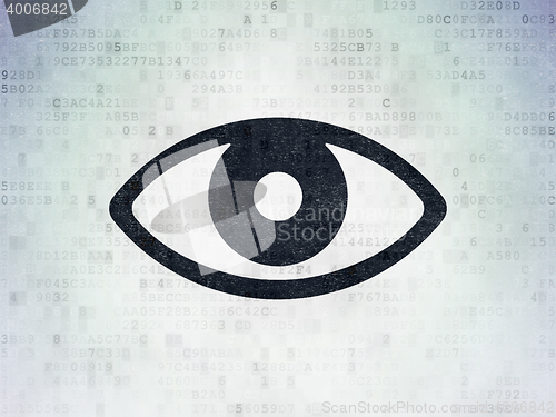 Image of Safety concept: Eye on Digital Data Paper background