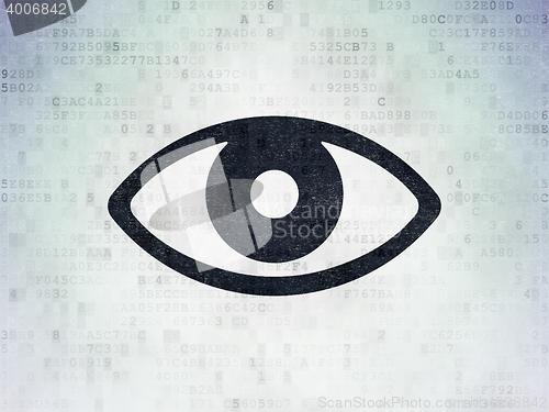 Image of Safety concept: Eye on Digital Data Paper background