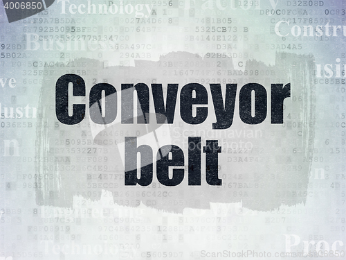 Image of Industry concept: Conveyor Belt on Digital Data Paper background