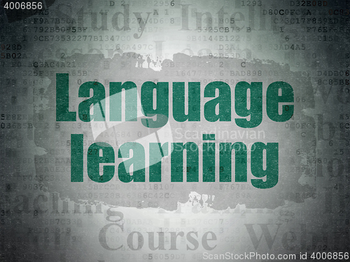Image of Studying concept: Language Learning on Digital Data Paper background