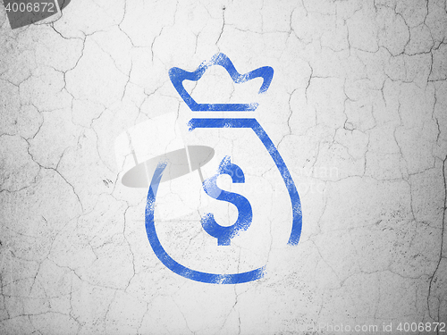 Image of Currency concept: Money Bag on wall background