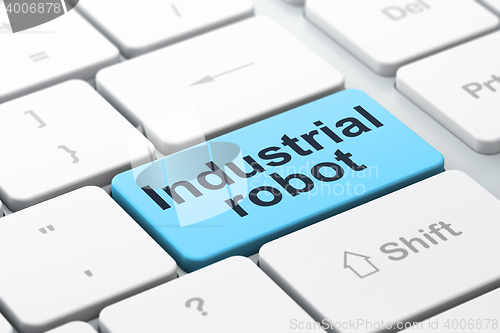 Image of Industry concept: Industrial Robot on computer keyboard background