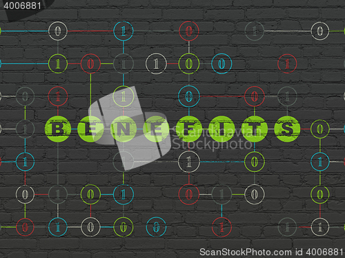 Image of Finance concept: Benefits on wall background