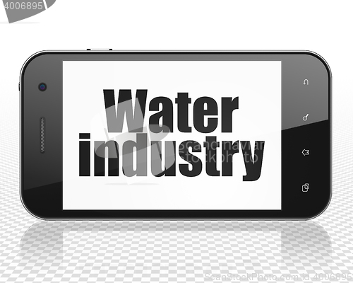 Image of Manufacuring concept: Smartphone with Water Industry on display