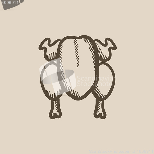 Image of Raw chicken sketch icon.