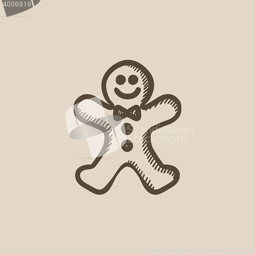 Image of Gingerbread man sketch icon.