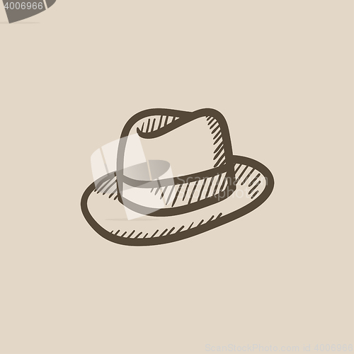 Image of Fedora hat sketch icon.