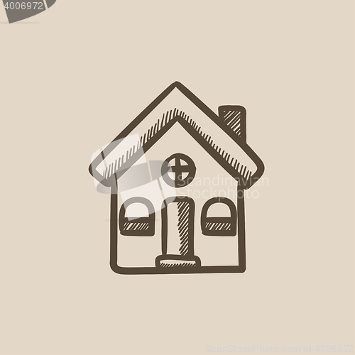 Image of Detached house sketch icon.