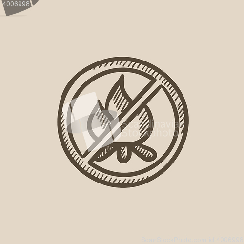 Image of No fire sign sketch icon.