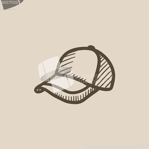 Image of Baseball hat sketch icon.