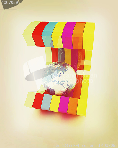 Image of 3d colorful abstract shape and Earth. 3D illustration. Vintage s
