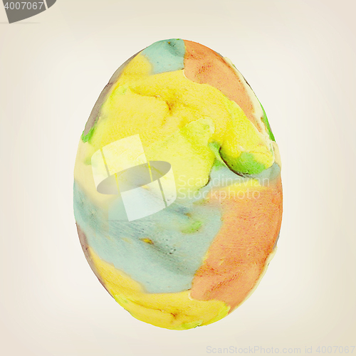 Image of Easter Egg with colored strokes Isolated on white background. 3D