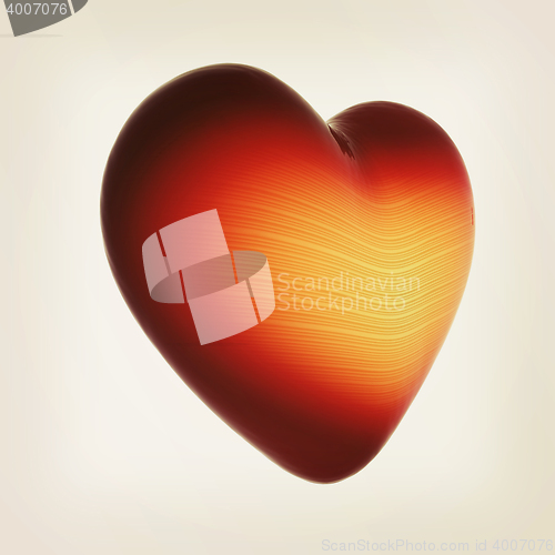 Image of 3d beautiful glossy heart. 3D illustration. Vintage style.