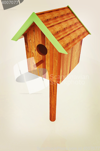 Image of Nest box birdhouse. 3D illustration. Vintage style.