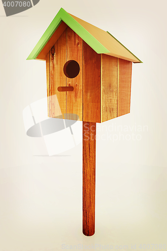 Image of Nest box birdhouse. 3D illustration. Vintage style.