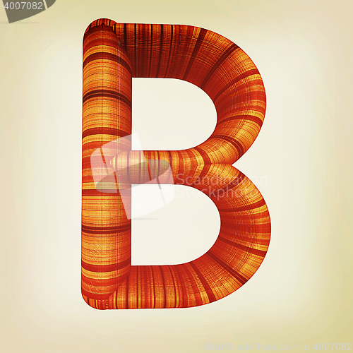 Image of Wooden Alphabet. Letter \"B\" on a white. 3D illustration. Vintage