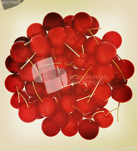 Image of Sweet cherry. 3D illustration. Vintage style.