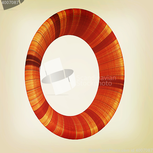 Image of Wooden Alphabet. Letter \"O\" on a white. 3D illustration. Vintage