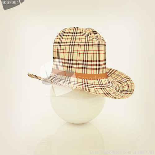 Image of 3d hats on white ball. Sapport icon. 3D illustration. Vintage st