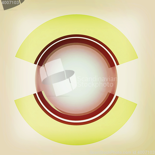 Image of Abstract blue sphere and colorful semi-circles . 3D illustration