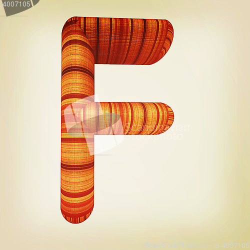 Image of Wooden Alphabet. Letter \"F\" on a white. 3D illustration. Vintage