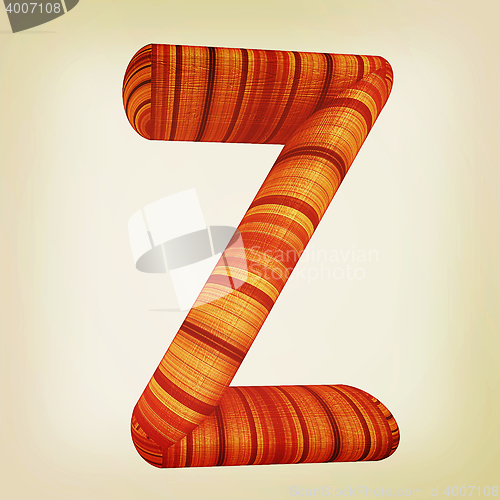 Image of Wooden Alphabet. Letter \"Z\" on a white. 3D illustration. Vintage