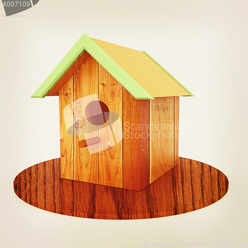 Image of Nest box birdhouse. 3D illustration. Vintage style.