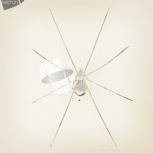 Image of chrome spider. 3D illustration. Vintage style.