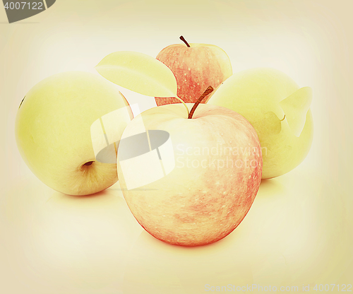 Image of apples . 3D illustration. Vintage style.