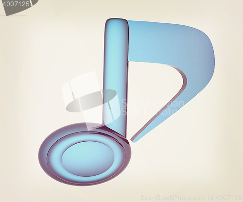 Image of Music note. 3D illustration. Vintage style.